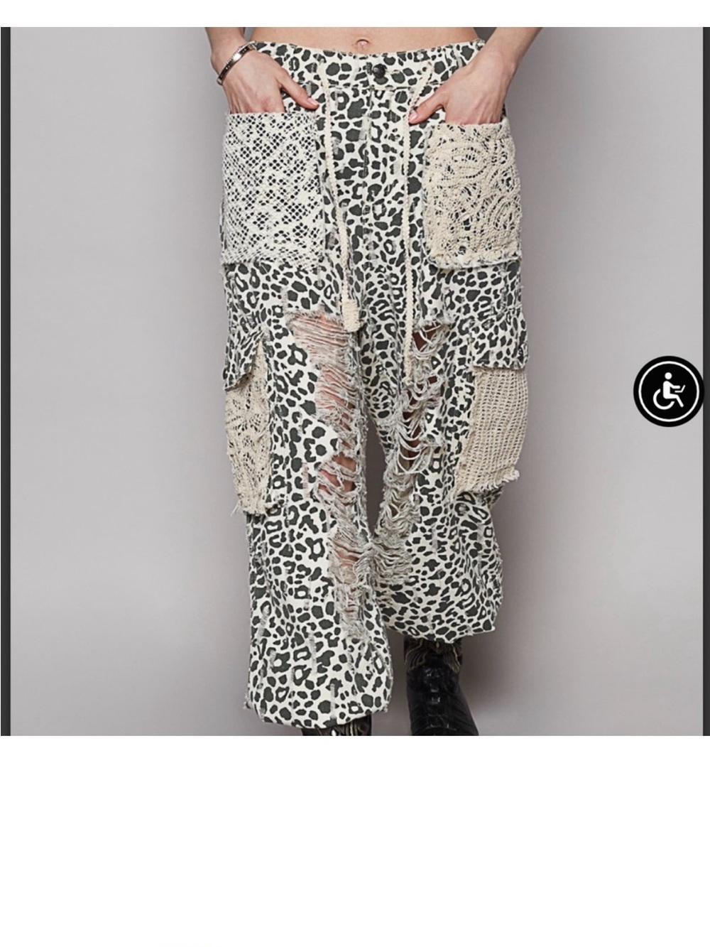 POL Distressed Olive Animal Print Pant, NWOT
